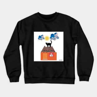 the cat on roof Crewneck Sweatshirt